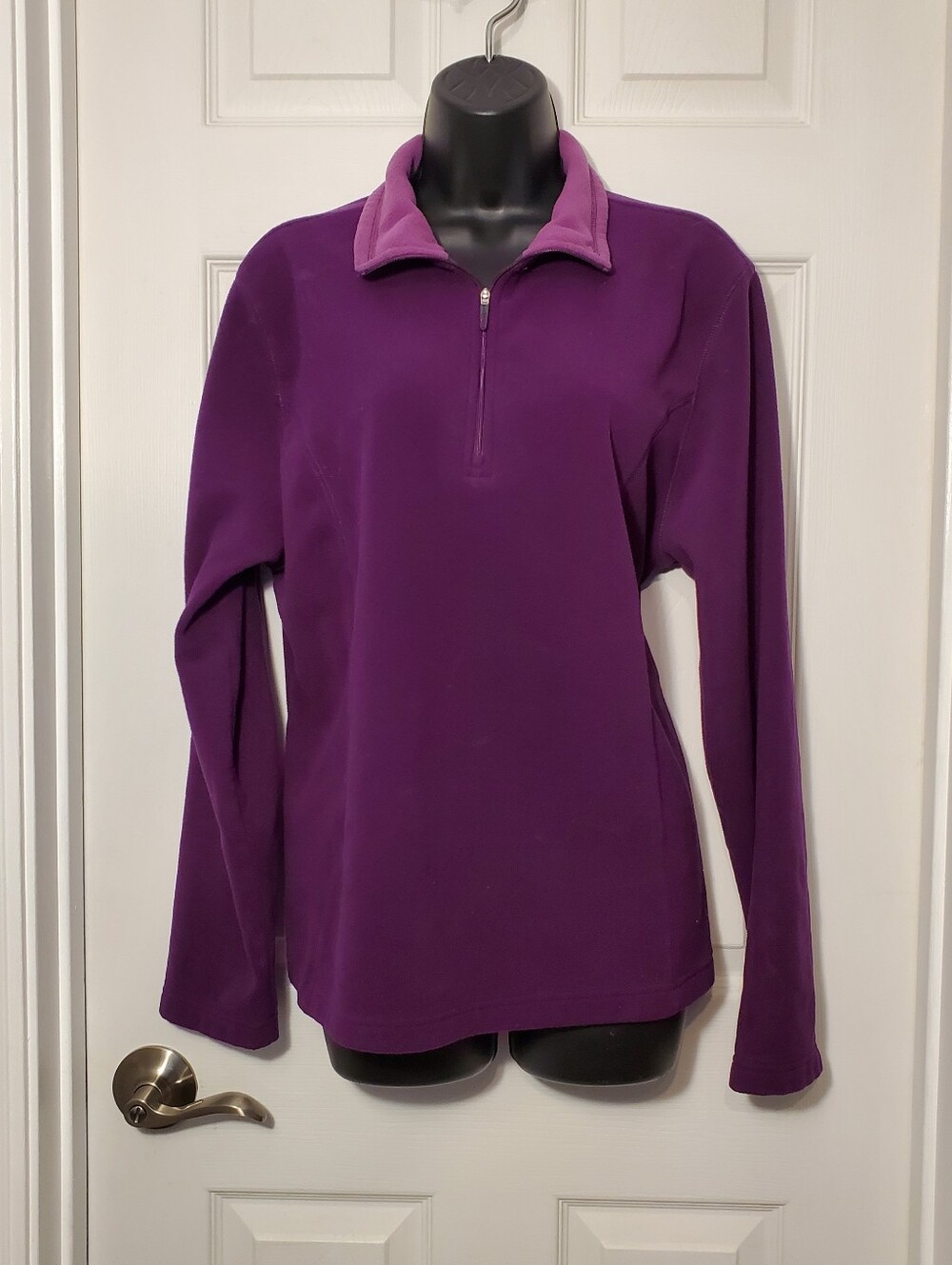 Lands' End Two-Tone Purple Quarter-Zip Fleece Pullover XL